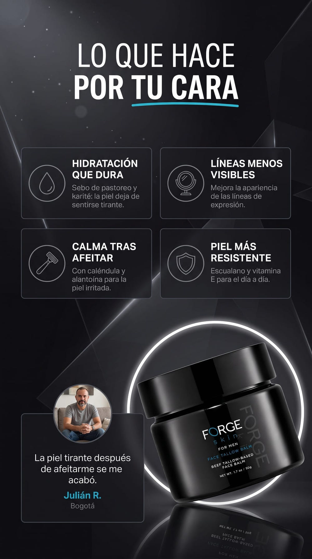 Forge Skin Bálsamo Facial para Hombre beneficios