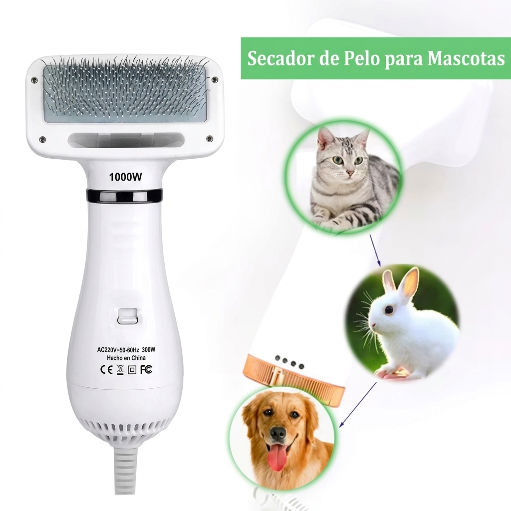 Cepillo Secador 2 en 1 para Mascotas