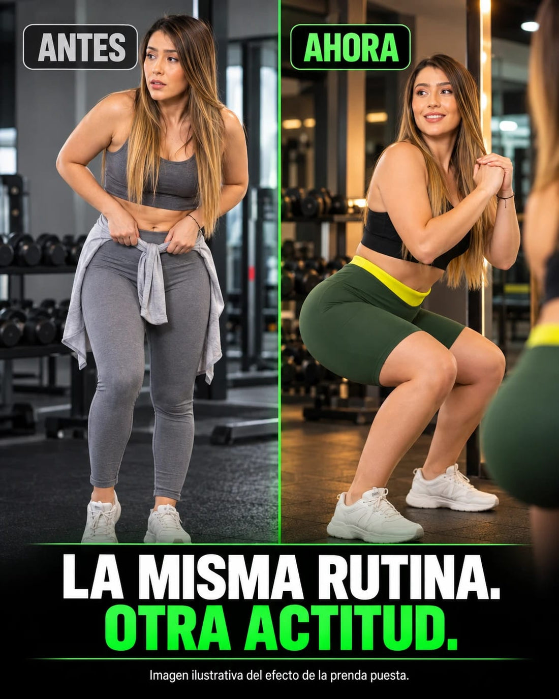 Biker Leggins Faja Neopreno Verde Militar transformacion