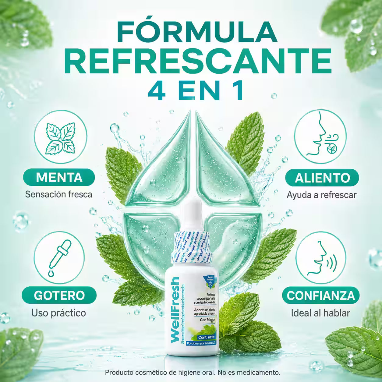 WellFresh con esencia de menta: menta fresca y sensación refrescante
