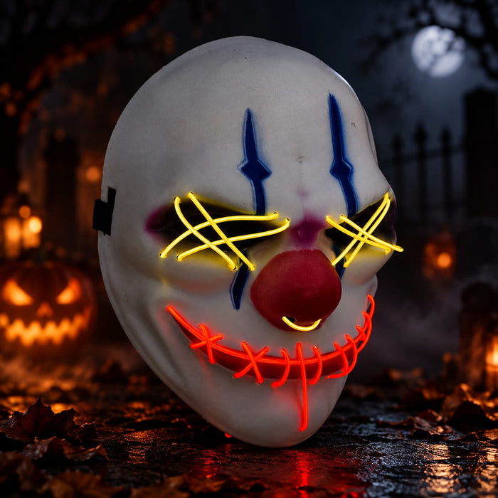 Máscara Payaso Neón de Sonrisa Cosida
