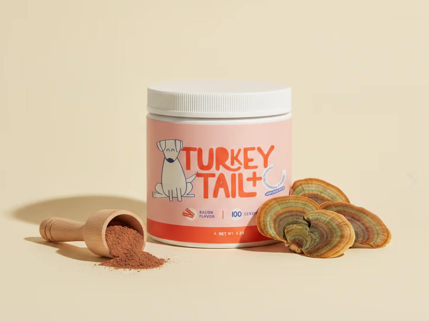Tarro de Guau Vital con hongos Turkey Tail